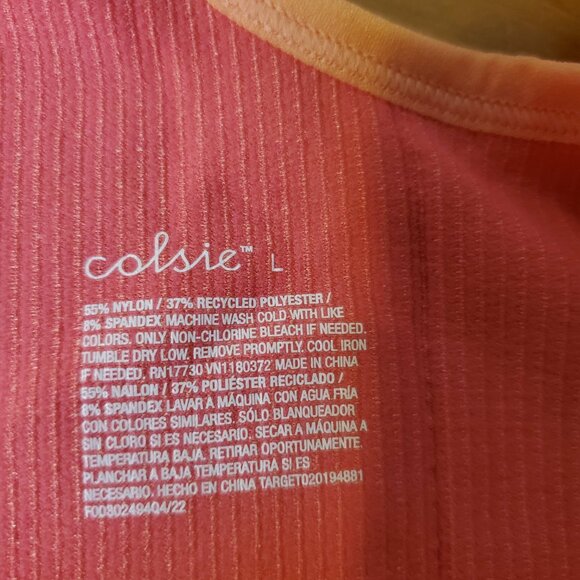 Colsie - Women's Ribbed Seamless Tank Top - Orange Size L - Picture 6 of 8